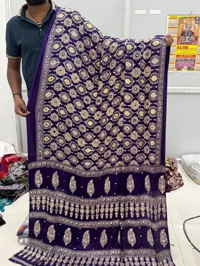Vastrangan ajarakh print saree best womens wholesale clothing